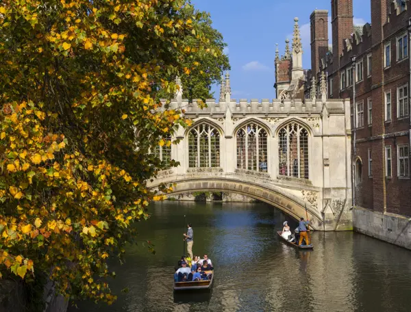 A group of individuals cruising along a river on a boat.
