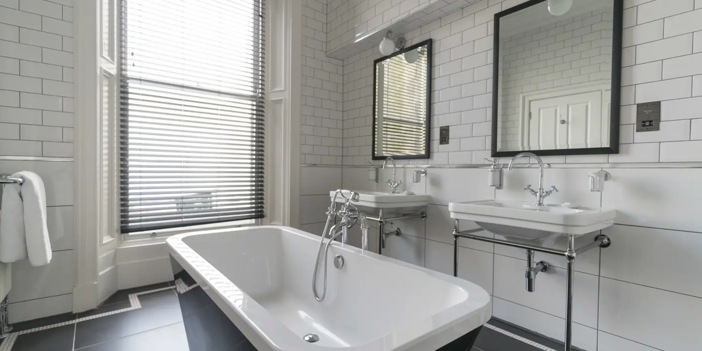 Bathroom featuring a bathtub, sink, and mirror.