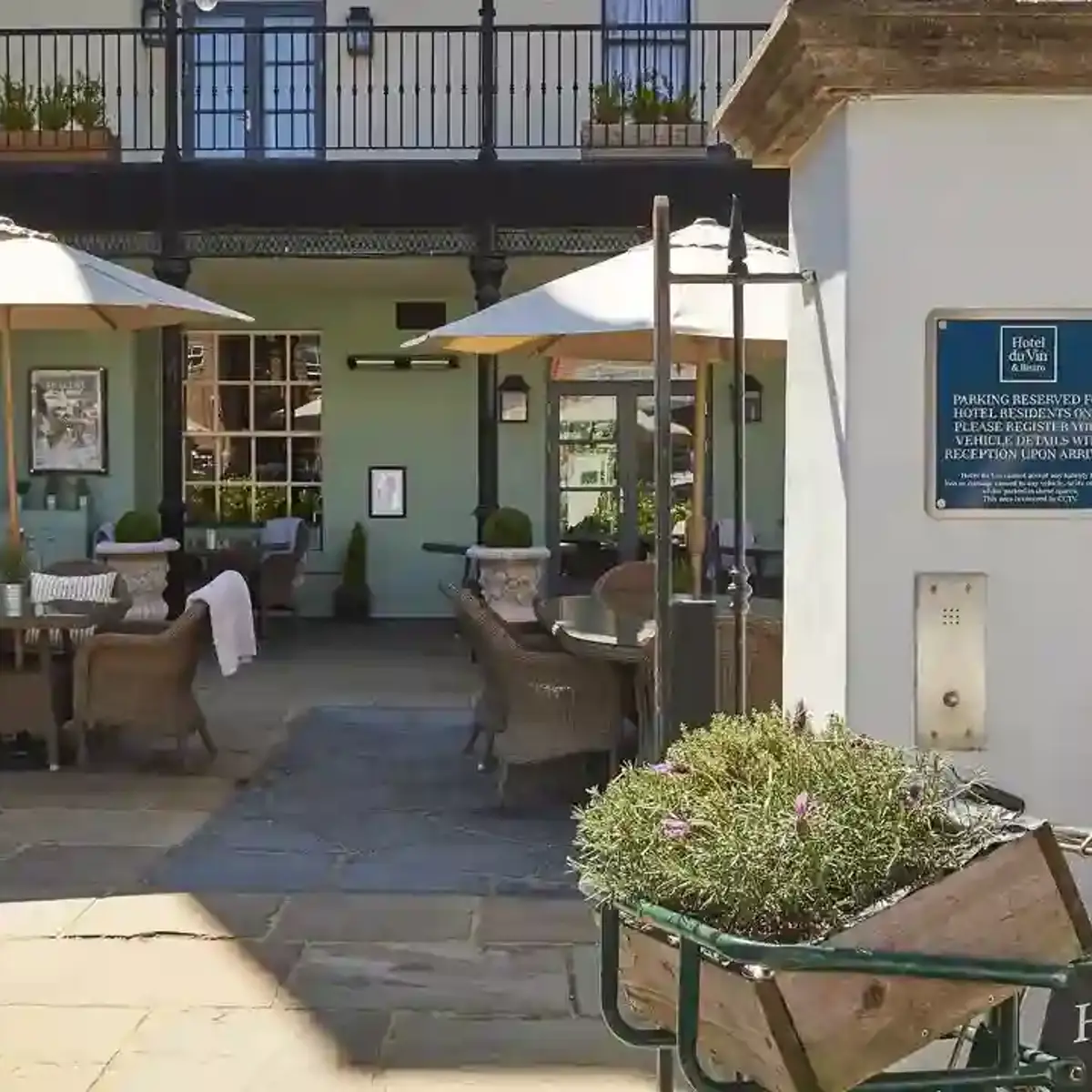 Bicycle parked outside a restaurant