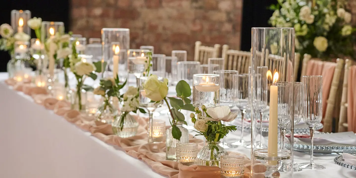 Beautiful table spread with glassware and candles