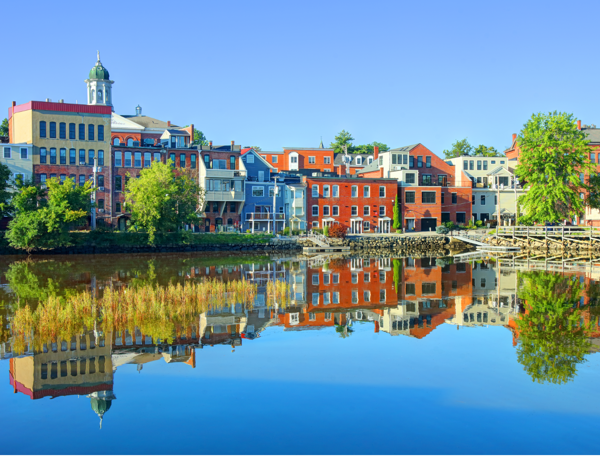 Cityscape across a river