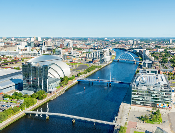 River Clyde flowing through the city alongside the Clyde Arc