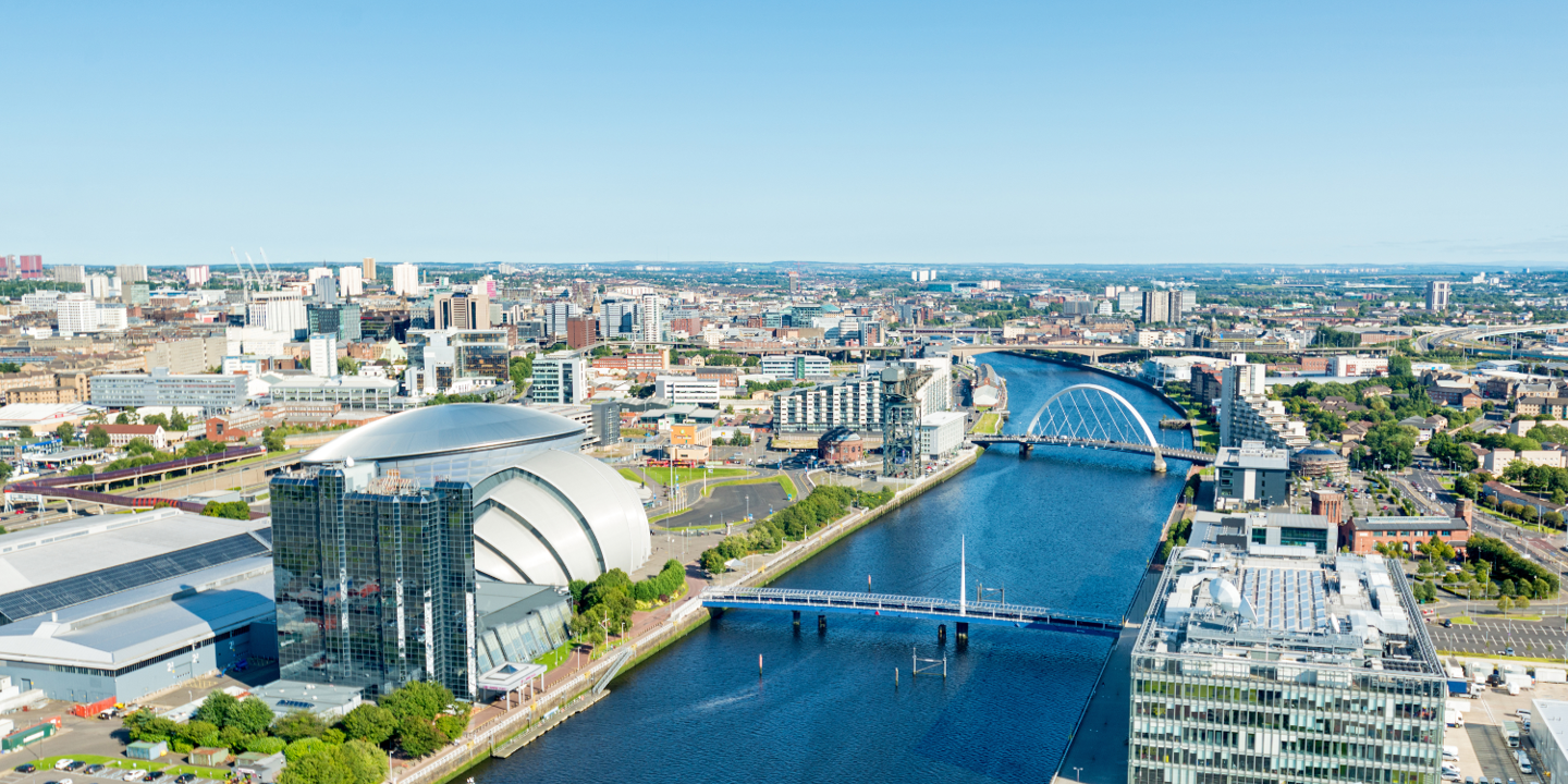 River Clyde flowing through the city alongside the Clyde Arc