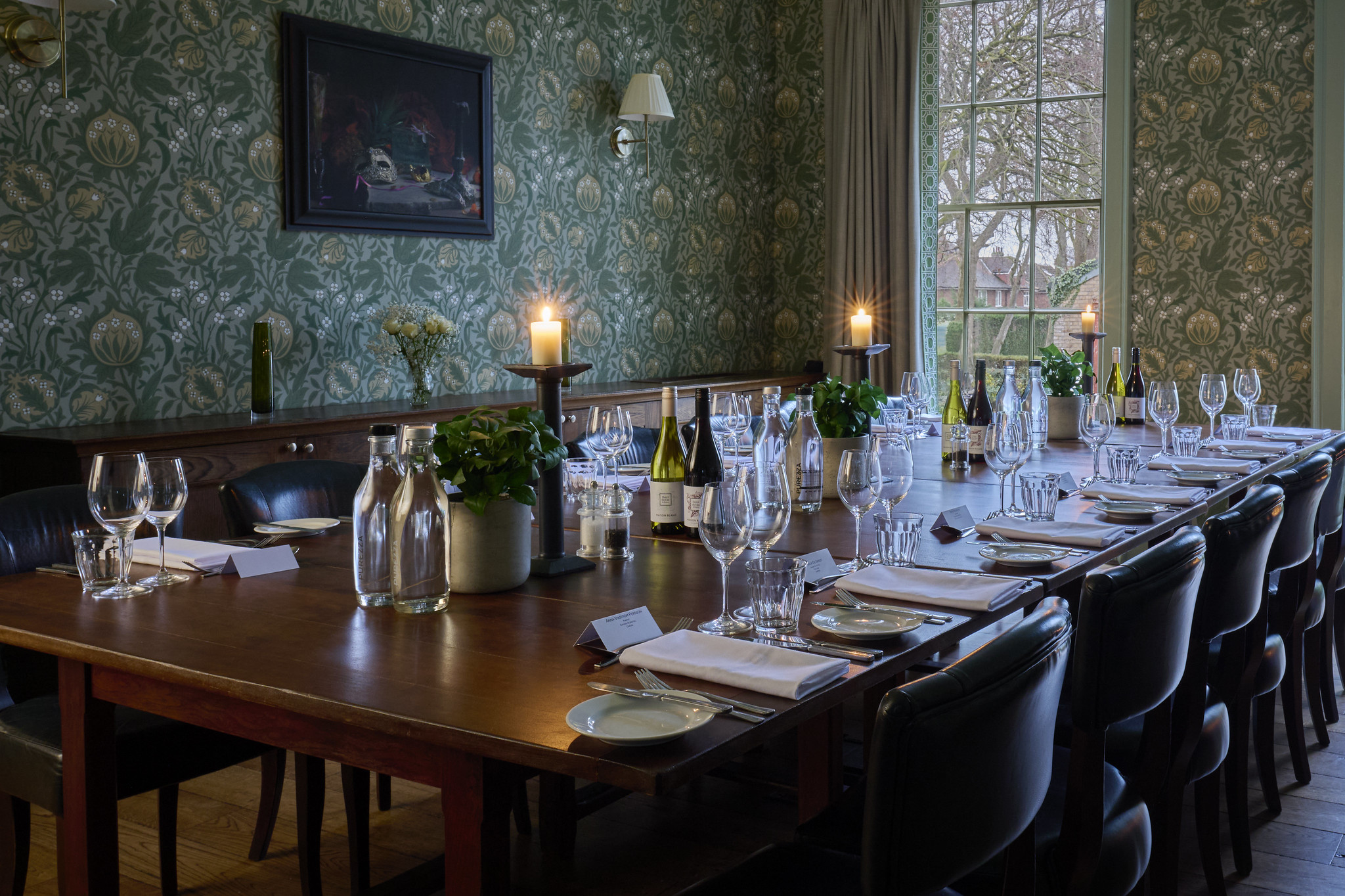 A beautifully arranged formal dinner table