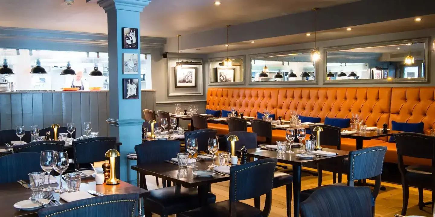 A spacious dining room filled with numerous tables and chairs.