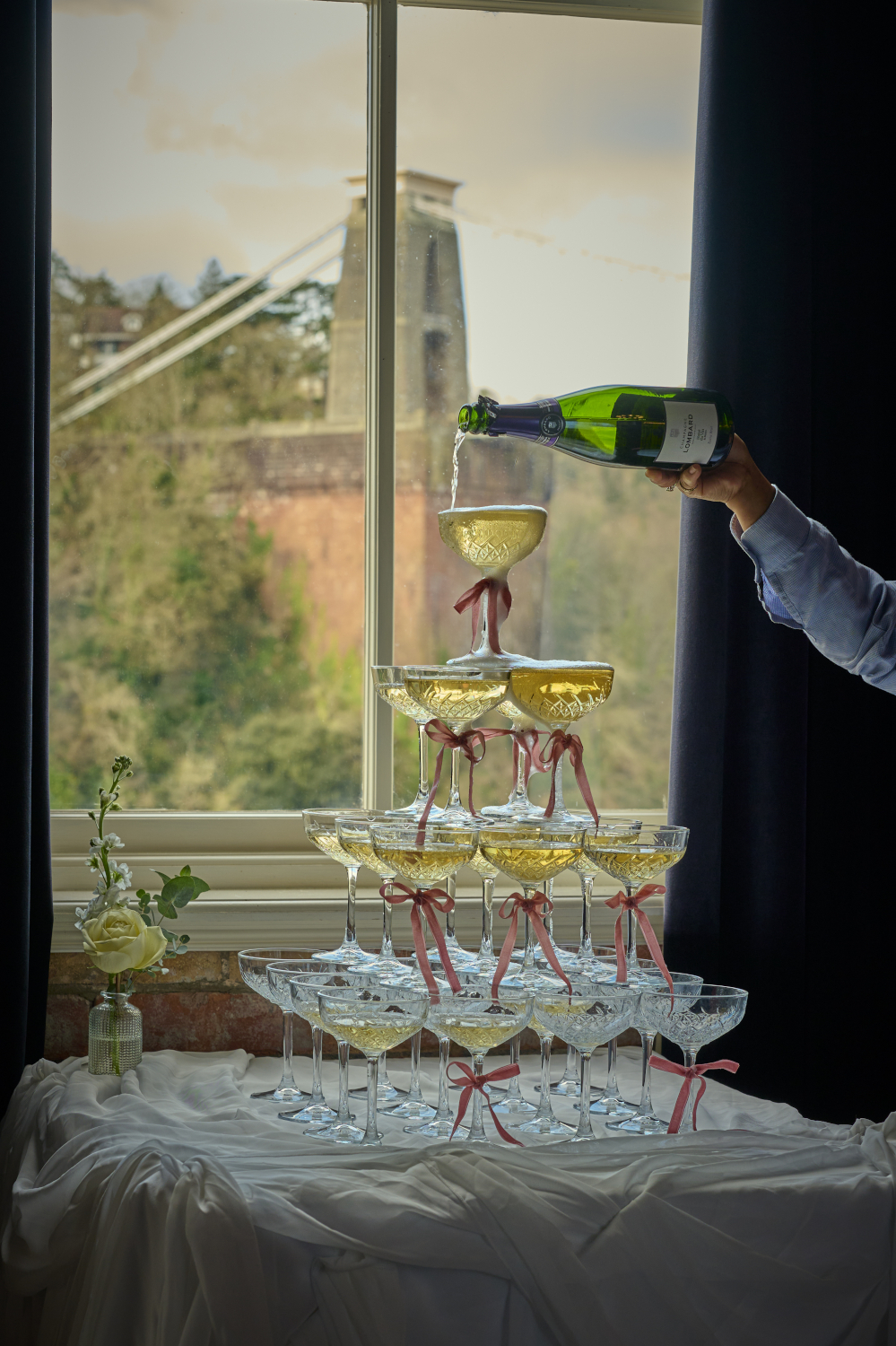 Champagne glasses pyramid